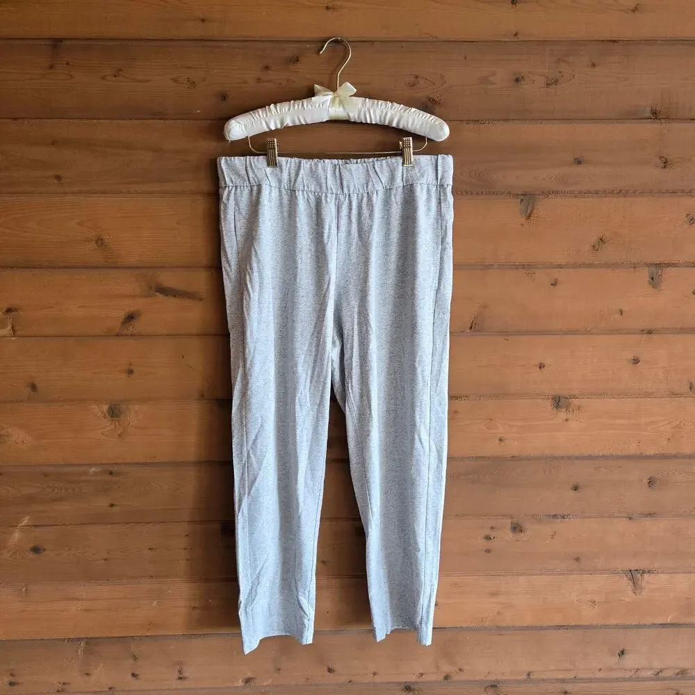 Eileen Fisher Pant Organic Cotton Heather Gray Pull On Med Straight Leg Bottom